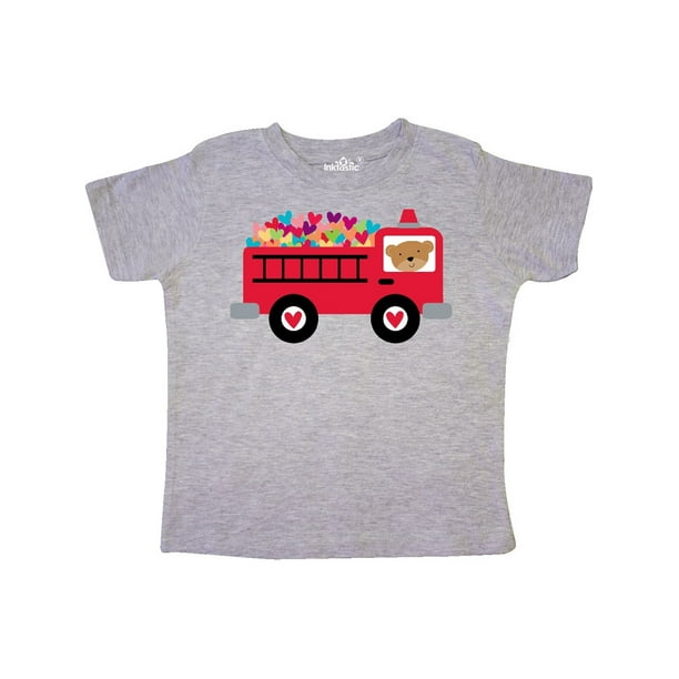 inktastic Valentine Fire Truck Heart Bear Toddler T-Shirt inktastic Valentine Fire Truck Heart Bear Toddler T-Shirt